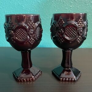 Vintage Avon 1876 Cape Cod Ruby Red- Set of 2 Goblets